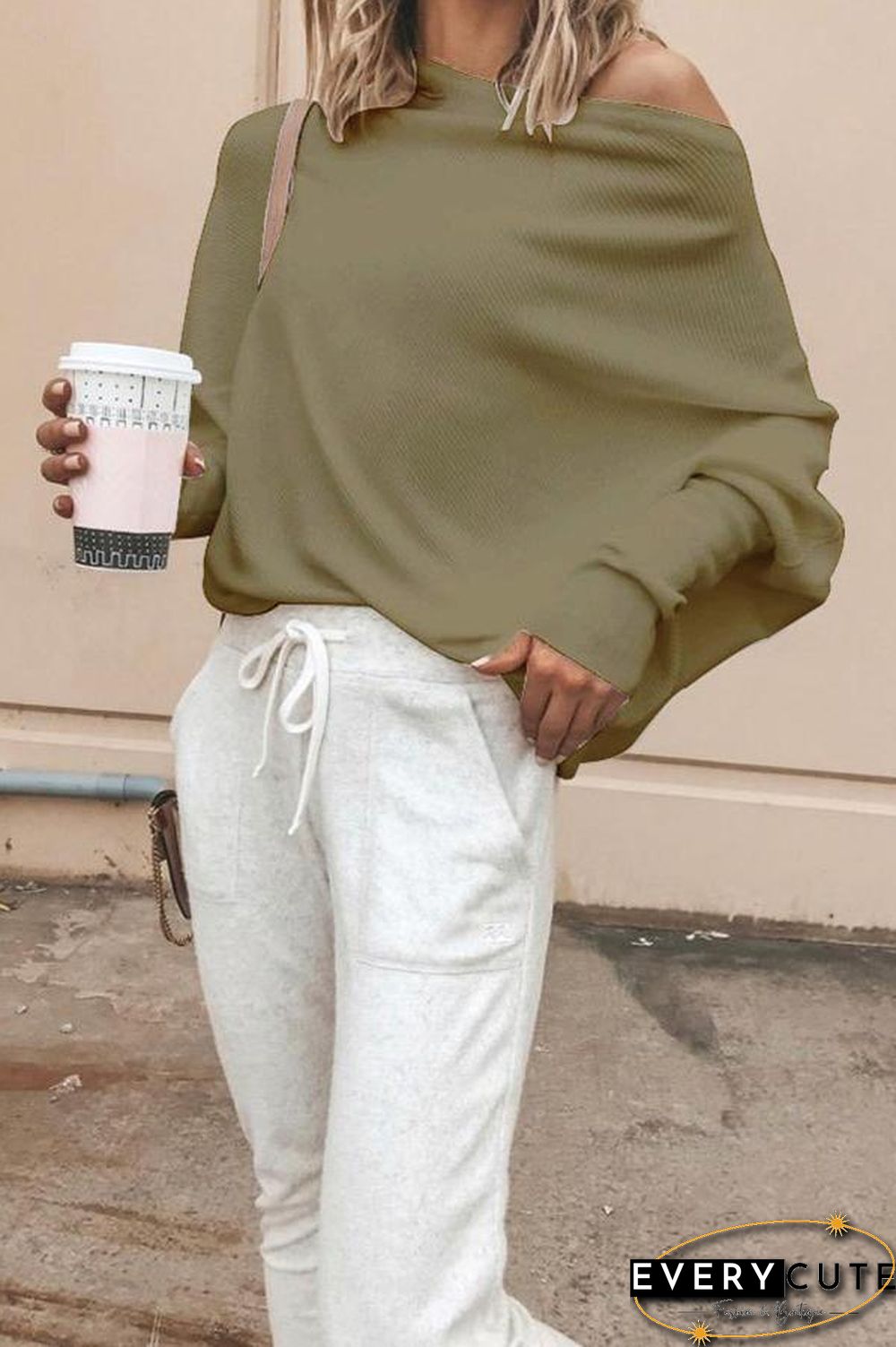 Solid Color Batwing Sleeve T-shirt P14942