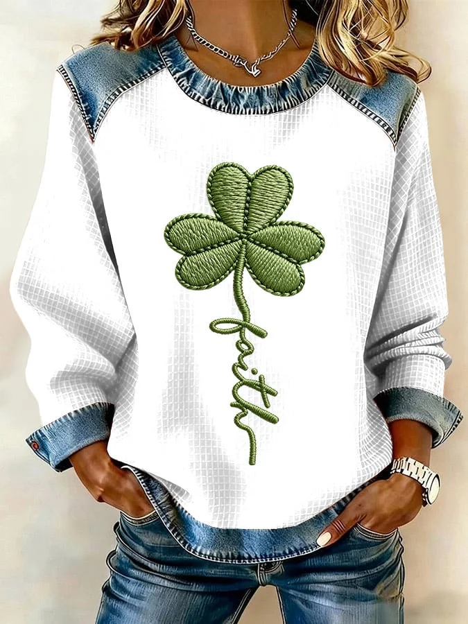 Women's St. Patrick's Day Faith Print Casual Top 