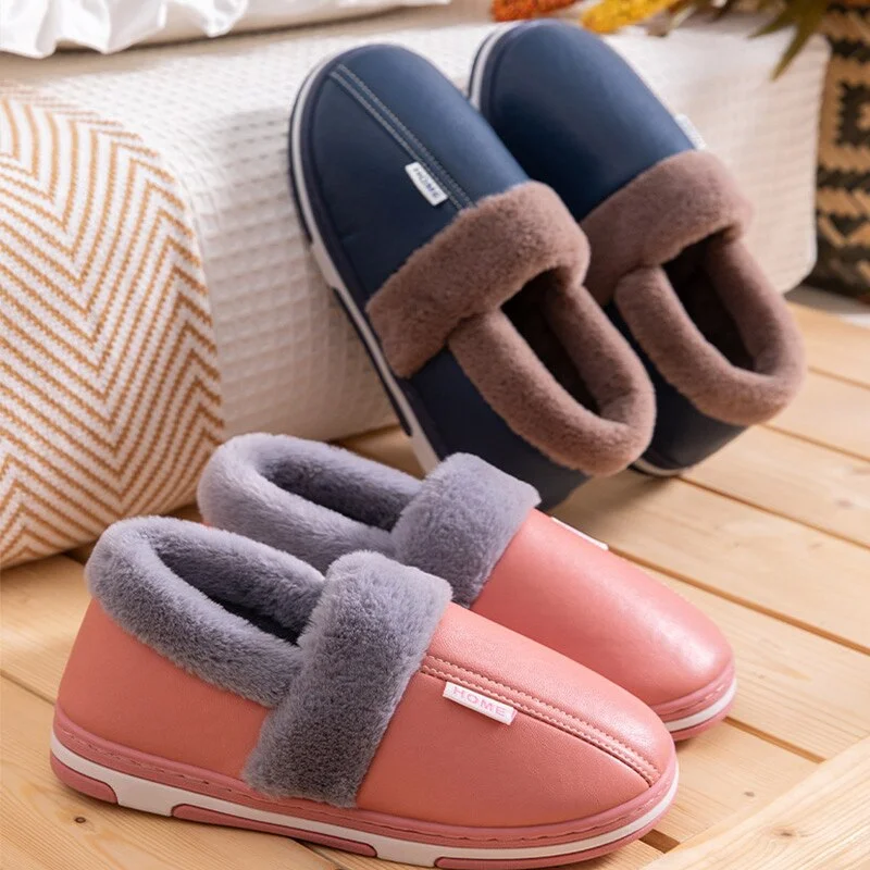 Qengg MCCKLE Women's Home Slippers Plush Warm House Shoes for Women 2021 Non-slip Soft Winter Indoors Bedroom Couples Floor Slipper
