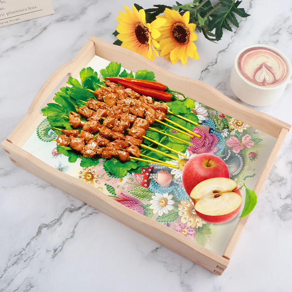 5D DIY Wooden Goblin Diamond Painting Tray Art Craft with Handle for Home Decoration