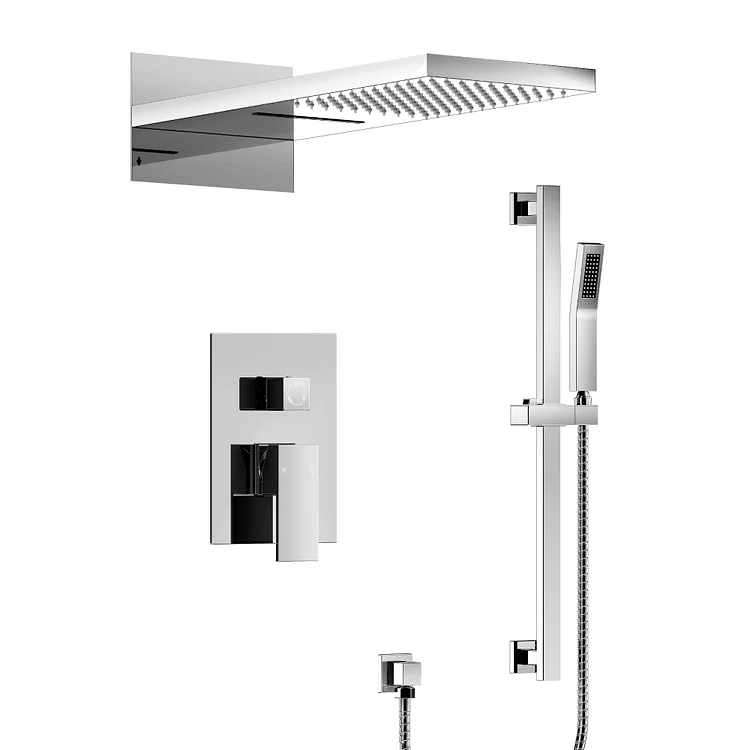 EVERSTEIN Slide Bar Rainfall Shower System in Chrome, 22 In.