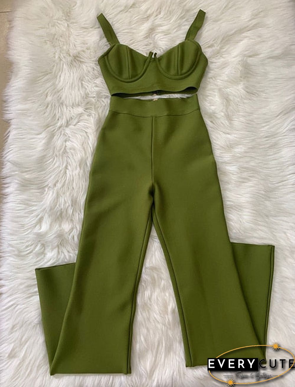Summer Womens Fashion Sexy Bandage Two-Piece Set Sleeveless Tight Short Top High Waist