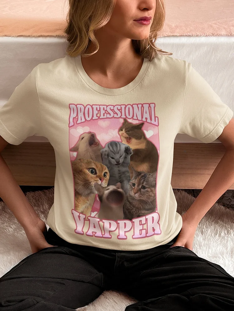 Professional Yapper Funny Cat Shirt, Custom Pet Photo Retro Vintage Tee Sweatshirt Hoodie