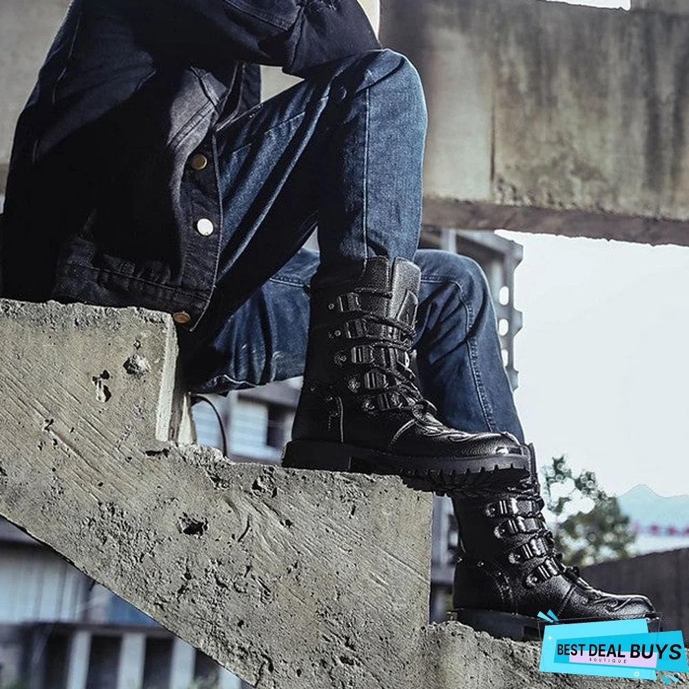 Men's Classic Daily Boots Pu Mid-Calf Boots Black