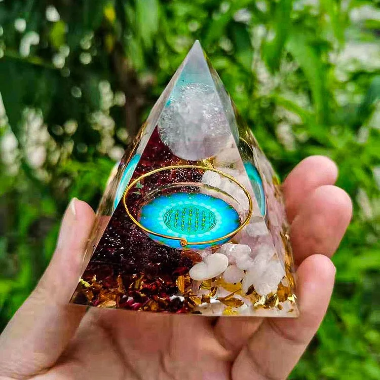 Garnet Sphere With Lepidolite Orgone Pyramid