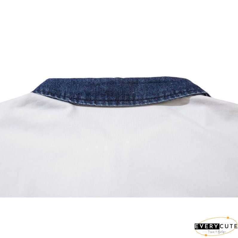 Spider Denim Patch Embroidered Lapel Tee