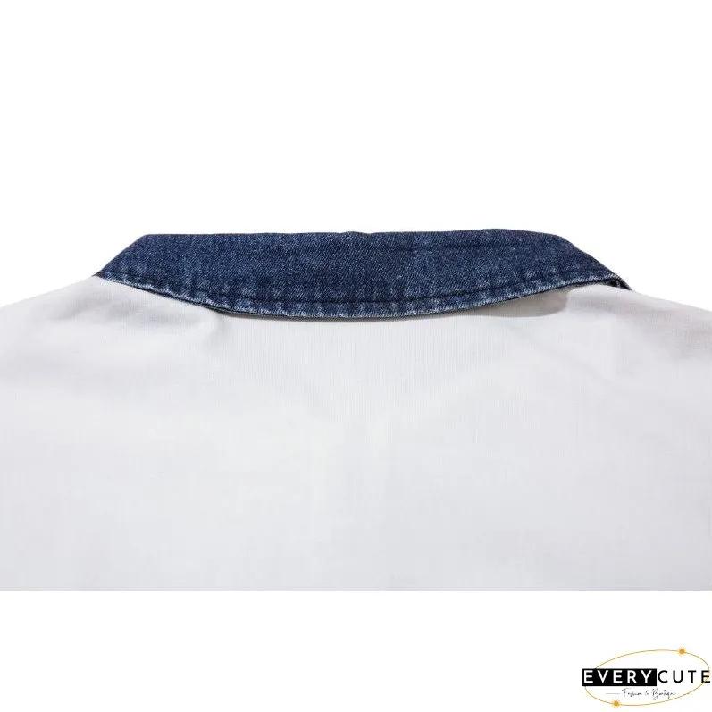 Spider Denim Patch Embroidered Lapel Tee