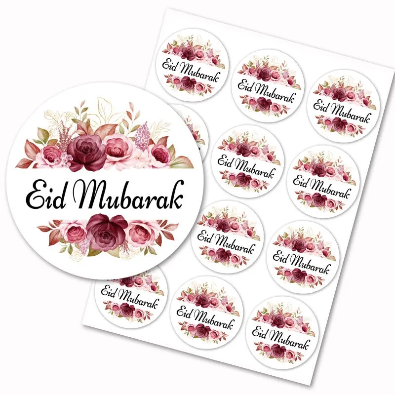 120pcs EID Mubarak Paper Sticker Gift Box Lable Seal Stickers Islamic Muslim Eid Al-fitr Decoration Ramadan Kareem Supplies 3cm