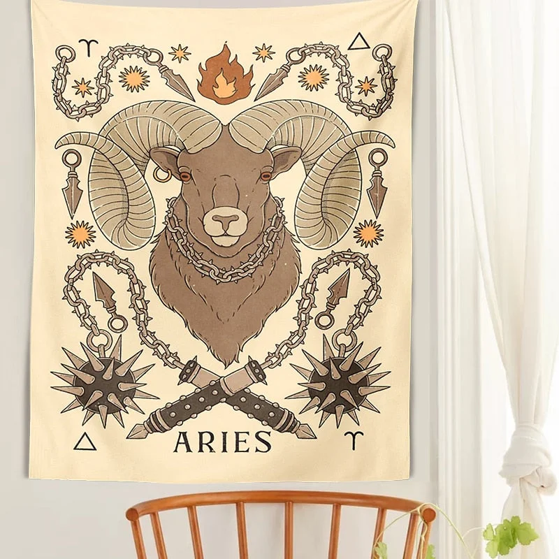 Tarot Tapestry Wall Hanging Constelation Zodiac Tapestries Hippie Astrology Tapestry Boho Horoscope Floral Tapestry for BedRoom