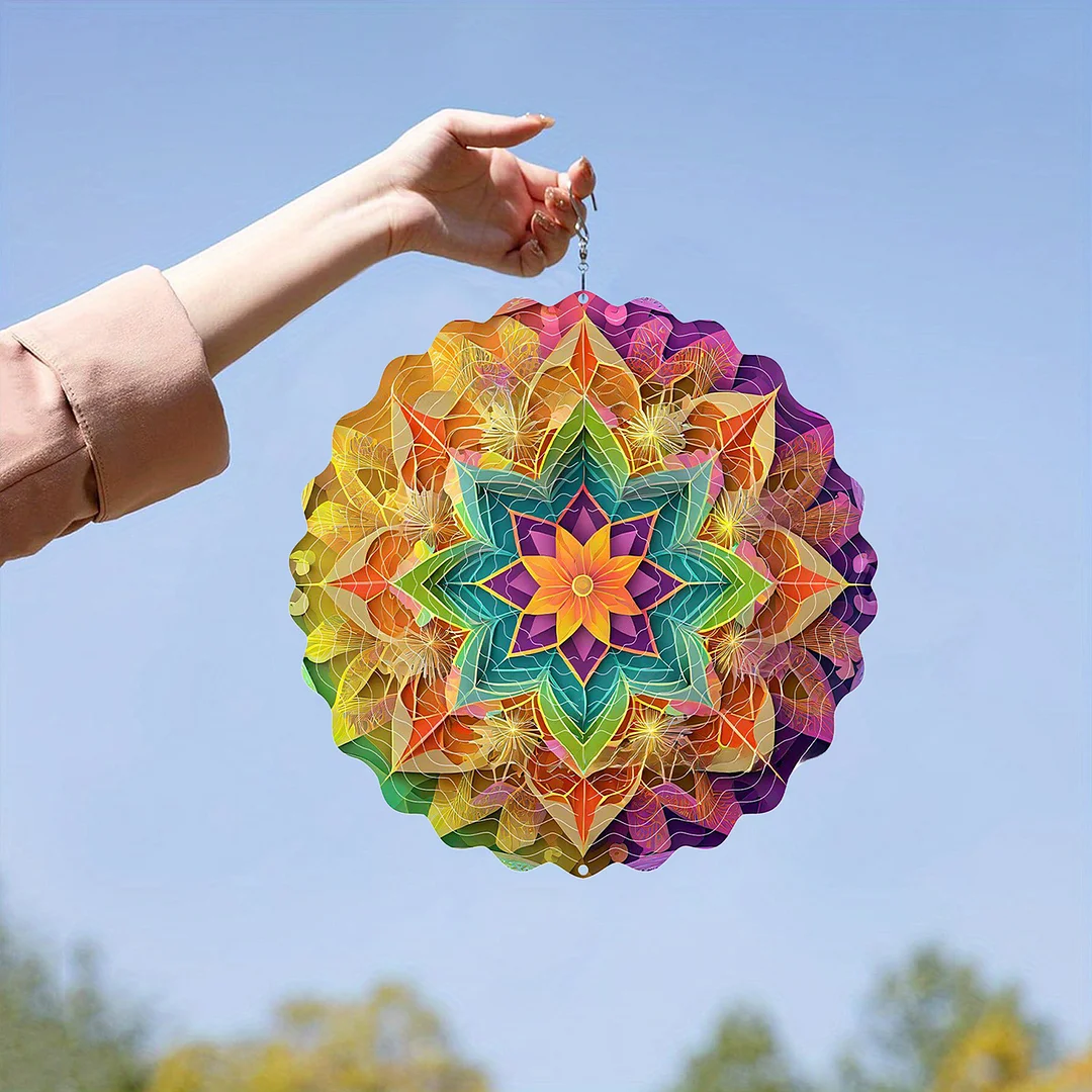 Mandalas Hanging Wind Spinner 360 Degree Rotating 3D Garden Wind Spinners 10-Inch Hanging Wind Catcher Art Gift for Home Garden Halloween Christmas (11)
