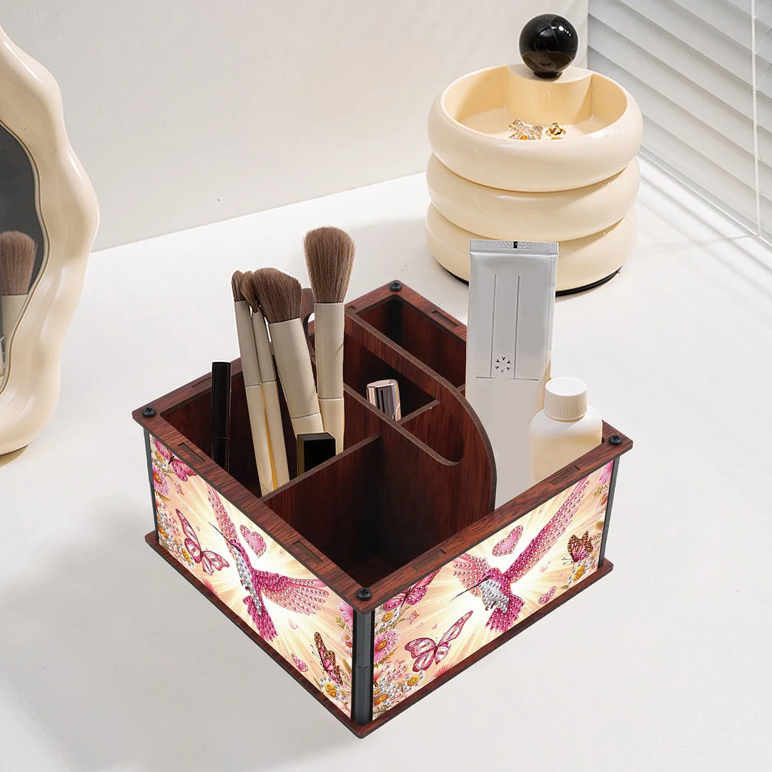 DIY Hummingbird Wooden Diamond Painting Handheld Storage Box Kit Tabletop Decor