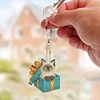 6Pcs Double Sided Special Shape Gift Box Cat Diamond Painting Keychain