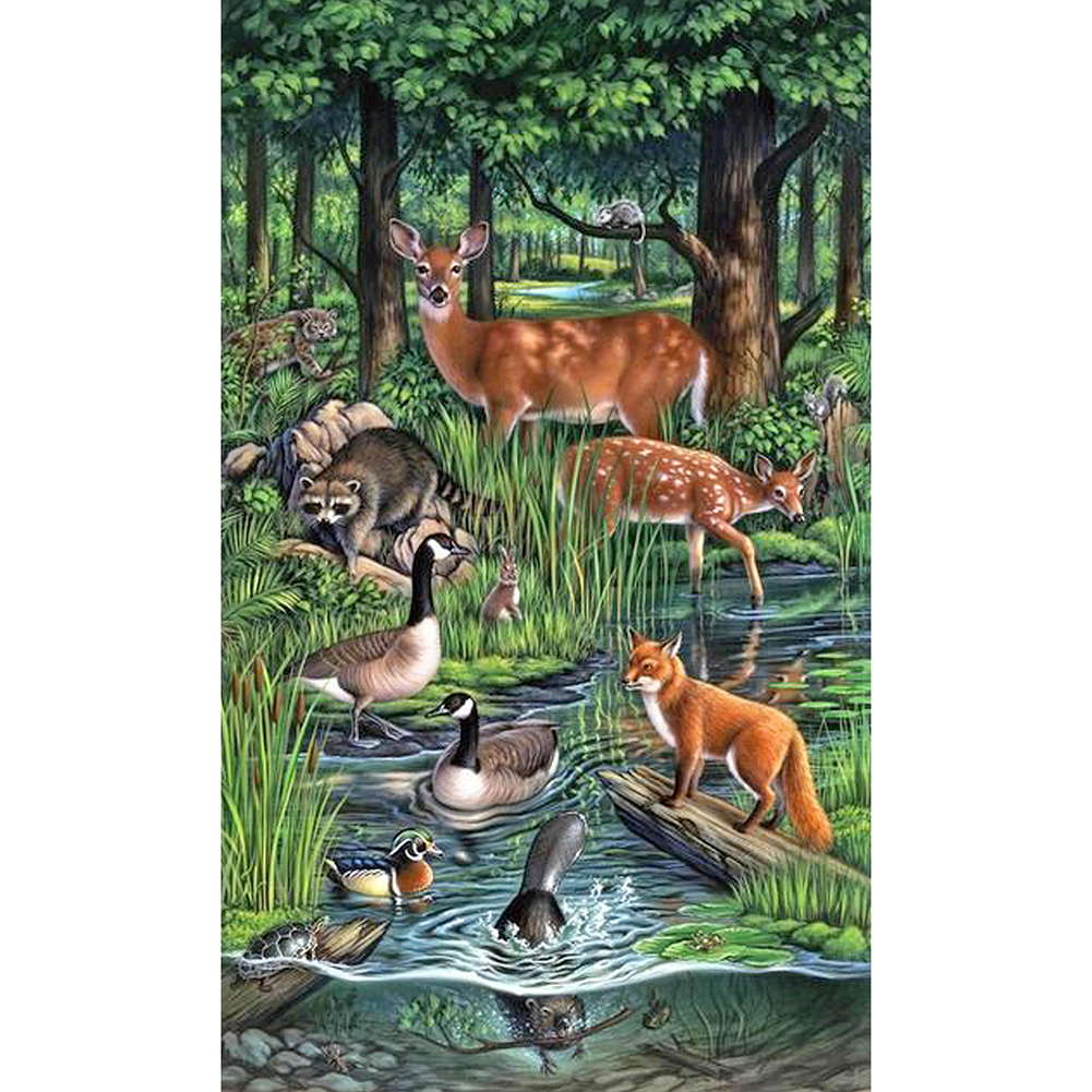 

45*75CM - Round Drill Diamond Painting - River Animal, 501 Original