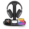 Headphone stand with 15w wireless charger, Suguder 4-in-1 charging station headphone stand for AirPods Max/Pro/2/3 iWatch 9/8/7/6/5/4/3/2/1/SE iPhone 15/ 14/13 /12/11/XS/XR/X for desktop desktop games