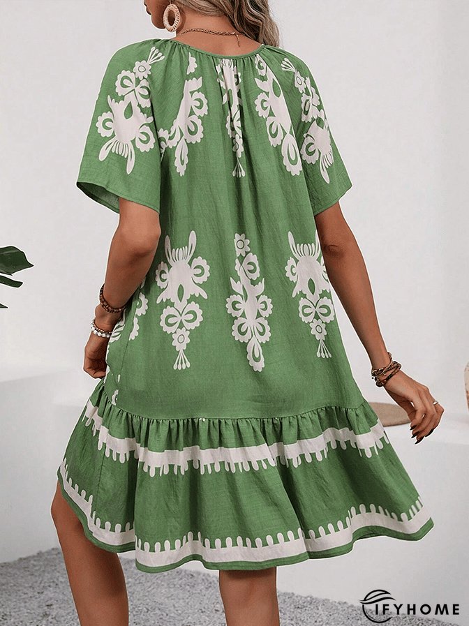 Women's Retro Print Design Casual Resort Dress | IFYHOME