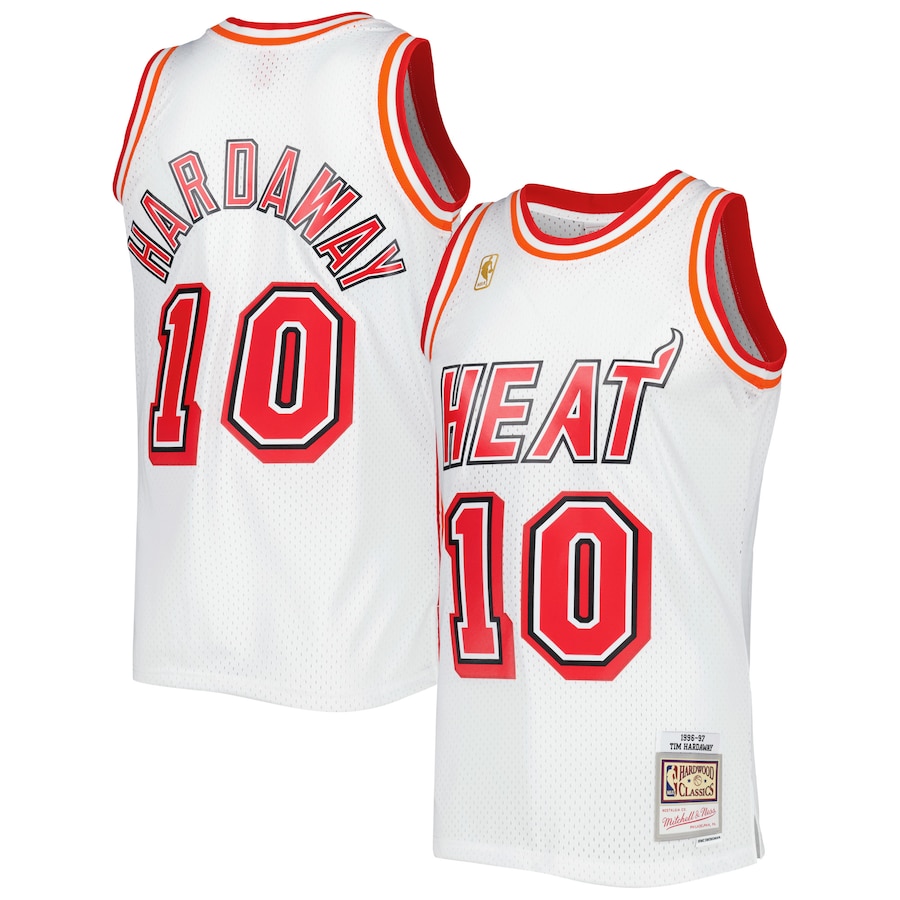 Men's Miami Heat Tim Hardaway Mitchell & Ness White Hardwood Classics Swingman Jersey mysite