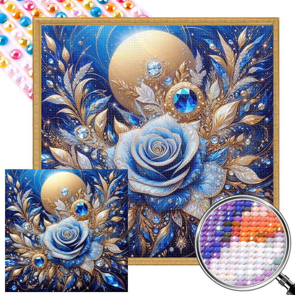 Full Round Partial AB Diamond Painting - Blue Rose(Canvas|45*45cm)