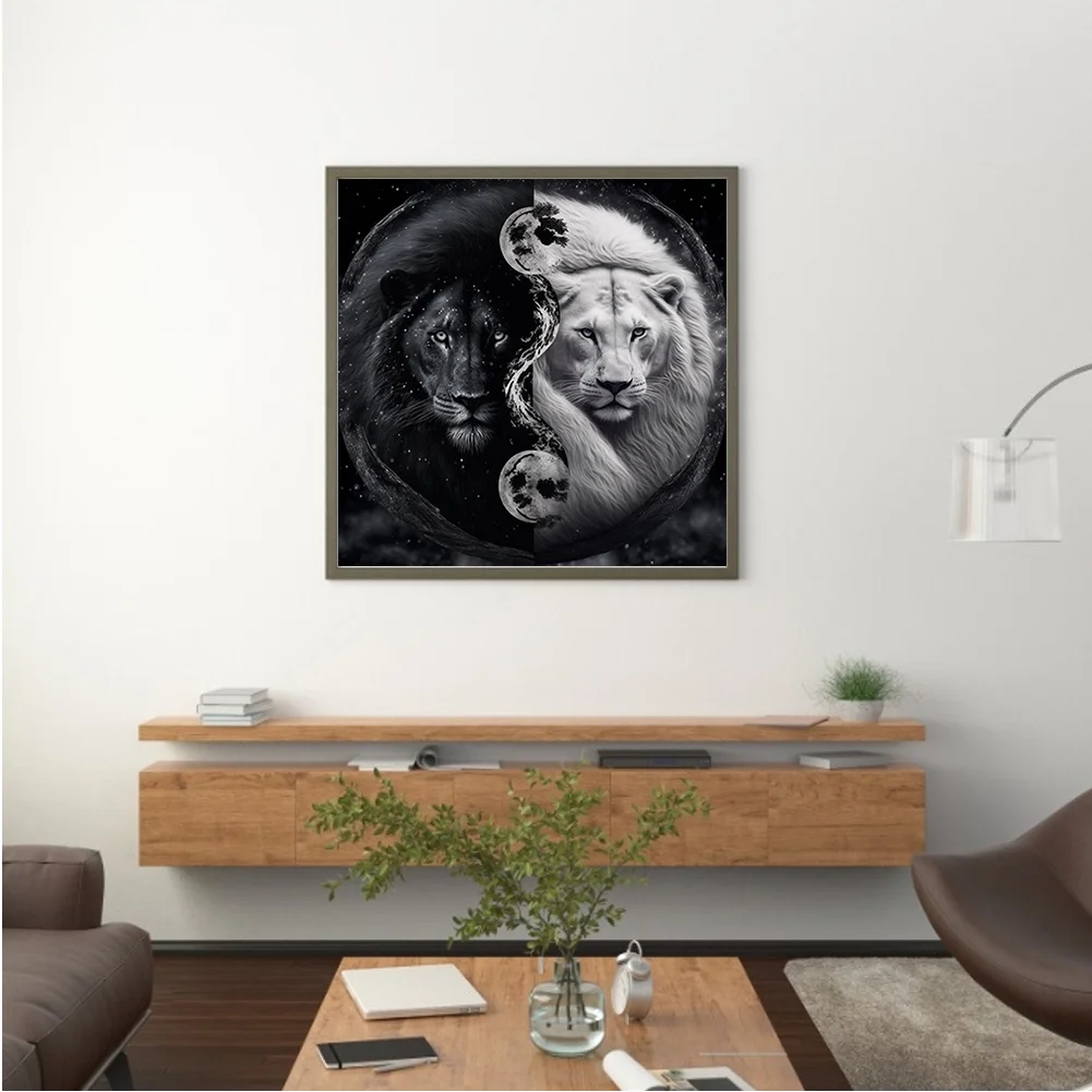 Diamond Painting - Full Round Drill - Yin Yang Lion(30*30cm)