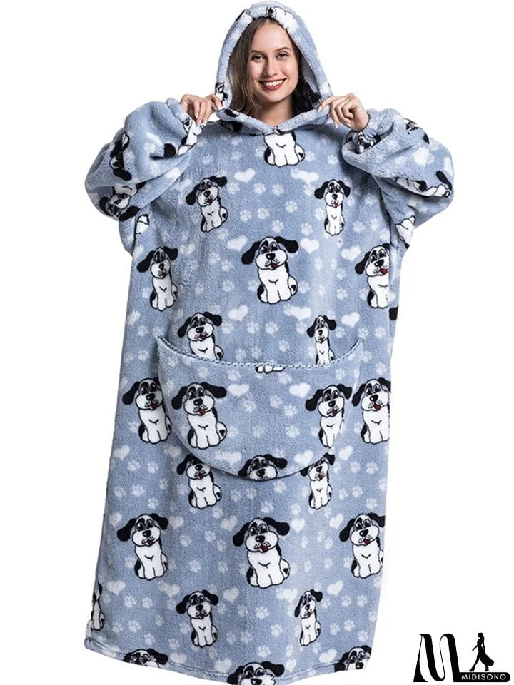MidiSono - Adorable & Warm Hooded Wearable Blanket for Winter
