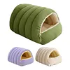Warm Enclosed Cat Bed Corduroy Plush Cats Tent Calming Pet Nest Cave for Cats Dogs
