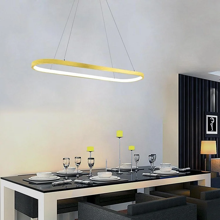 Rectangular Curves Dining Room Chandeliers Metal Modernist Pendant Lighting - Appledas
