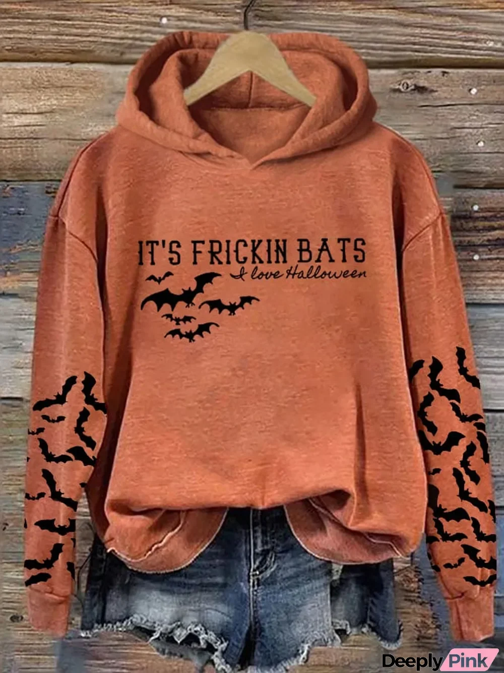 Women's It's Fricking Bats I Love Halloween Printed Hoodie