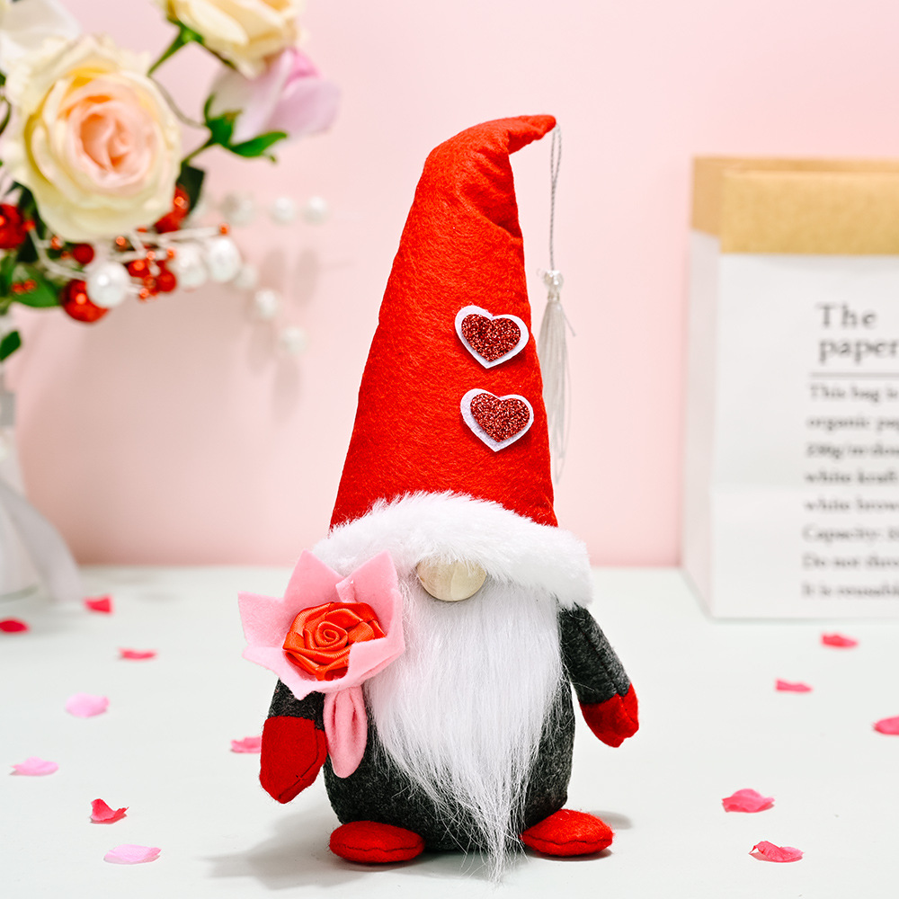 Valentine's Day Mr. Gnome with Flowers and Ms. Gnome with Love Letter