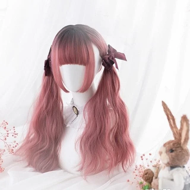 Black Mixed Pink Ombre Lady Cosplay Wig SP15653
