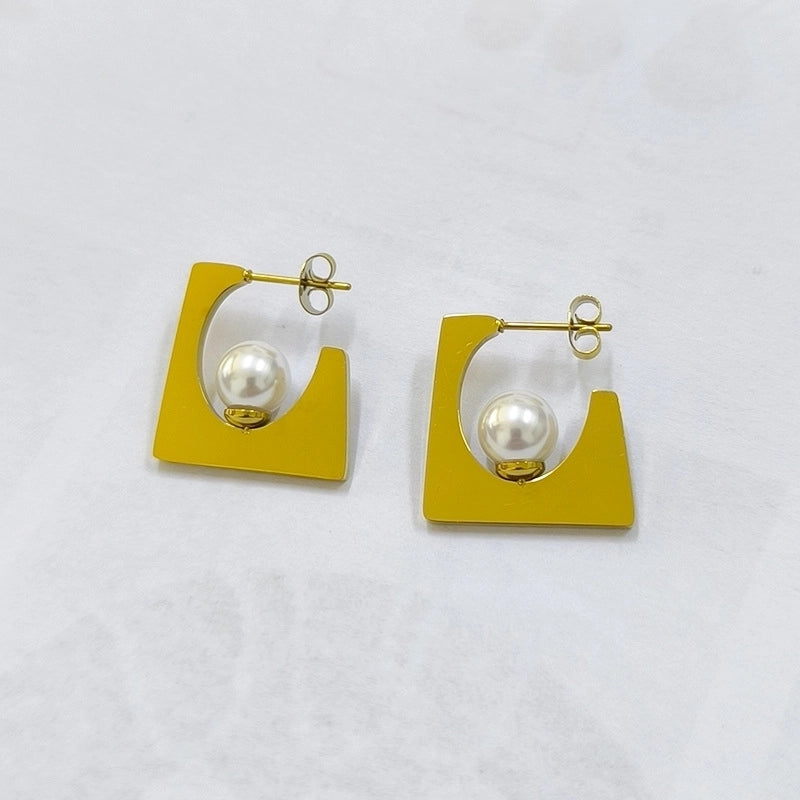 1 Pair Elegant Sweet Streetwear Geometric Plating Titanium Steel Earrings