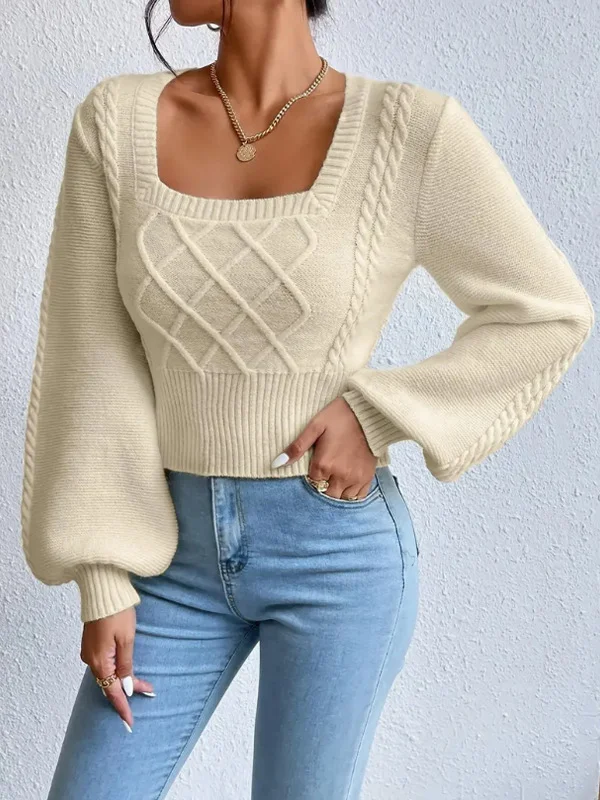 Nigikala Nigikala And Winter New Solid Color Square Sweater Women's Top Fashion Pure Color Knitwear