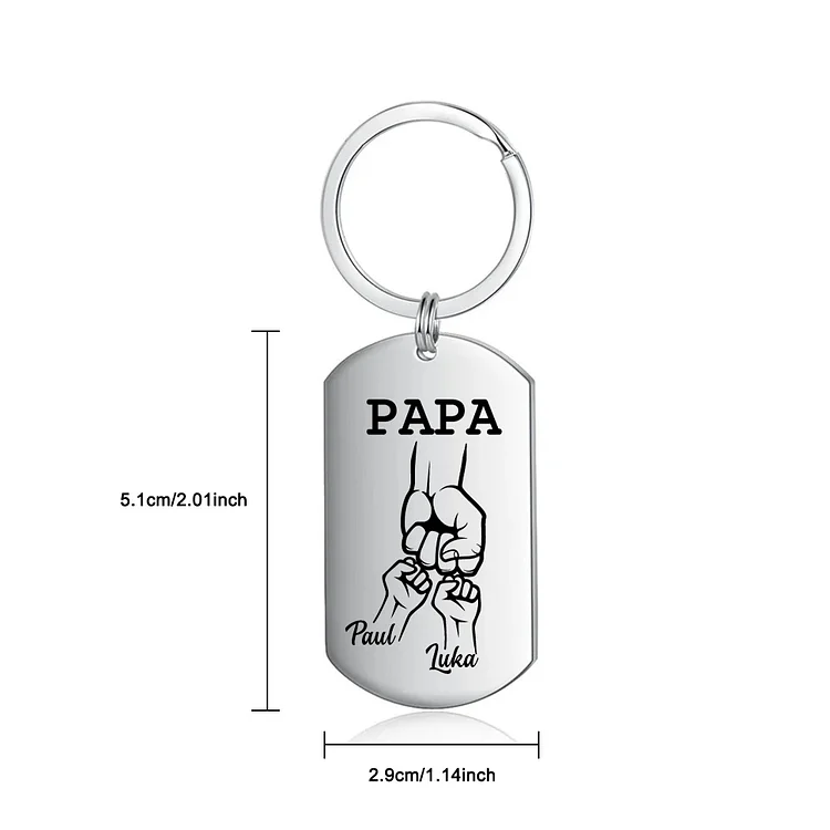 À mon Papi - Porte-Clés Poings 2 Prénoms Personnalisés