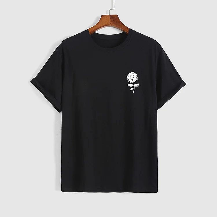 BrosWear Short Sleeve Rose Print T-shirt