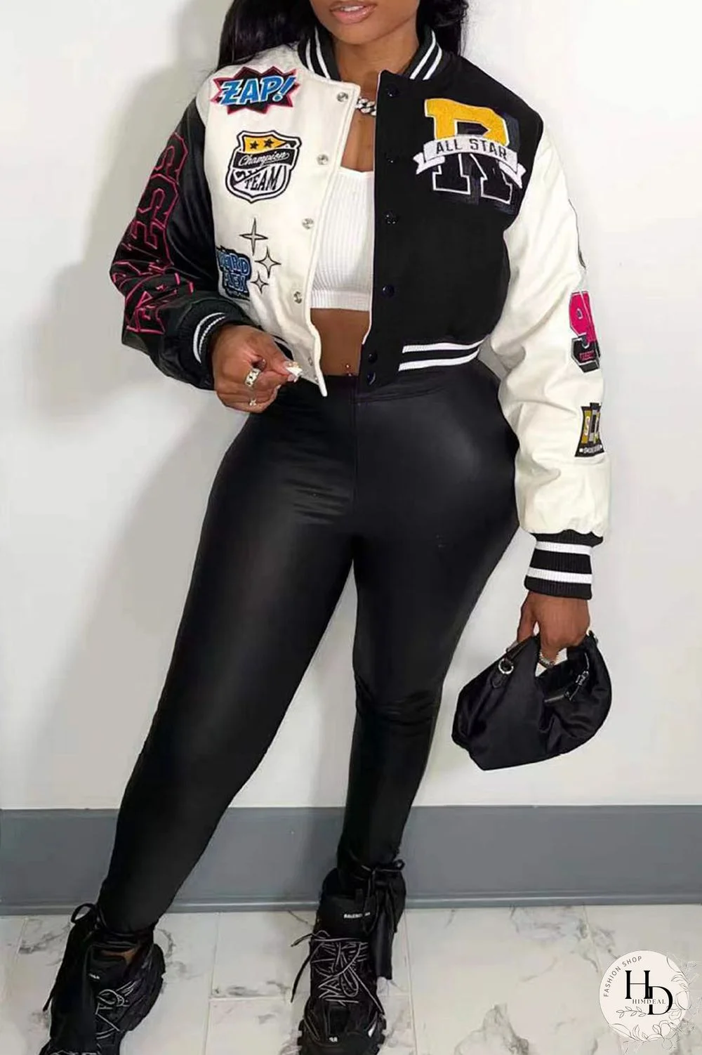 Rose Red Casual Street Print Patchwork Buckle Outerwear(Subject to Actual Product)