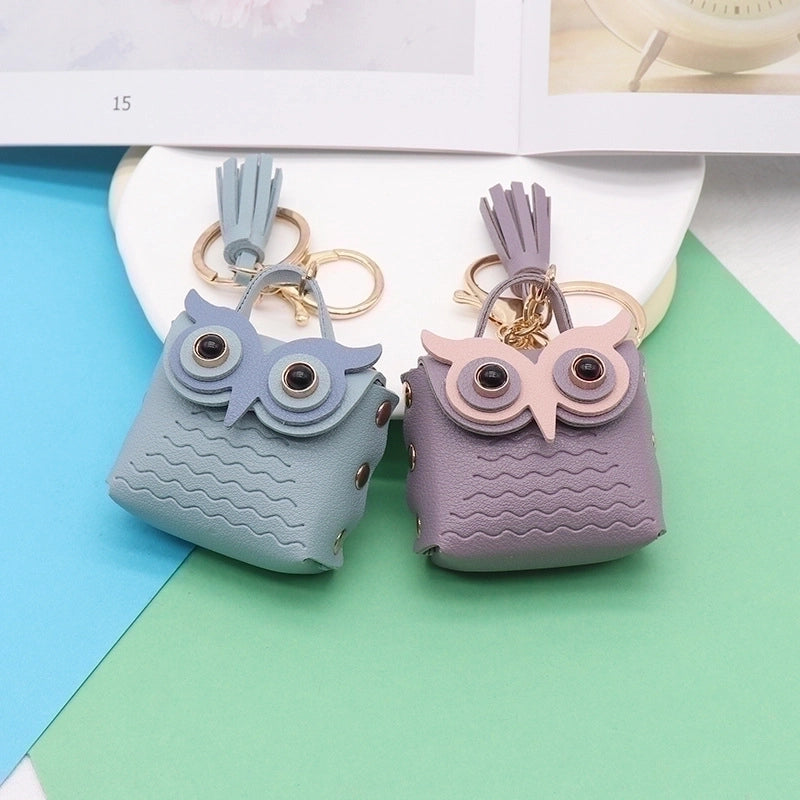 Minimalist Streetwear Owl Pu Leather Unisex Bag Pendant Keychain