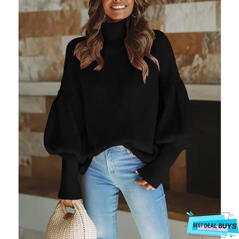 Casual Turtleneck Shift Statement Sweaters