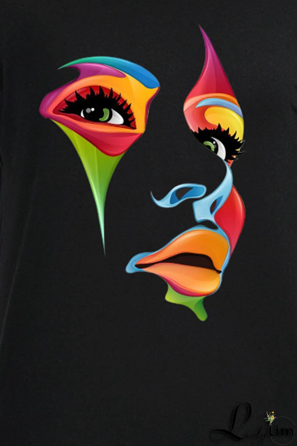Black Fashion Street Print Patchwork O Neck T-Shirts
