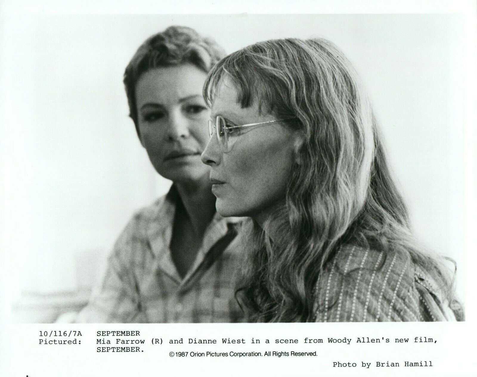 MIA FARROW DIANNE WIEST 1987 Movie SEPTEMBER 8x10 Promo Press News Photo Poster painting