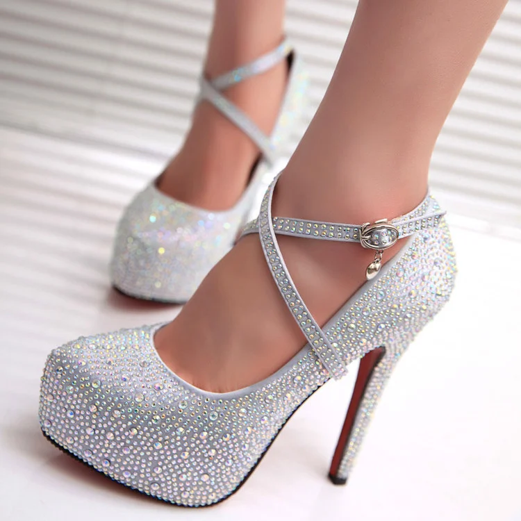 super high heel platform crystal diamond wedding shoes