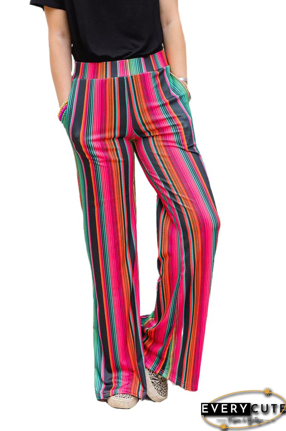 Multicolor High Waist Serape Print Wide Leg Pants