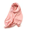 Plain Colors Tassels Unisex Scarf Team Event Anniversary Shawl