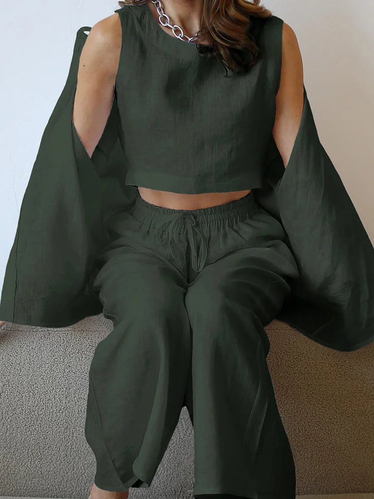 Loose Home Suit High Waist Pants Trouser Suits