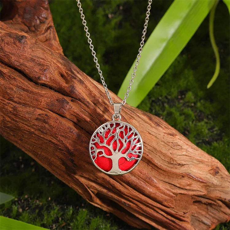 Vintage Viking Tree Of Life Carved Natural Stone Necklace