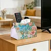 (24cm)Ocean Butterfly Rose 24cm DIY Diamond Painting Rhinestones Decorative Tissue Box Reusable Crystal Mosaic PU Tissue Holder for Home Car Desk Decoration Craft