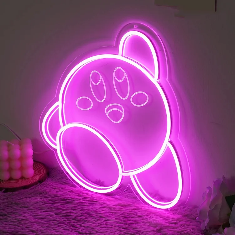 Anime Neon Sign Kirby Sign Neon Light LED Anime Neon Light  Gaming Wall Night Light Edge Lit LED  Fan Art Home Room Wall