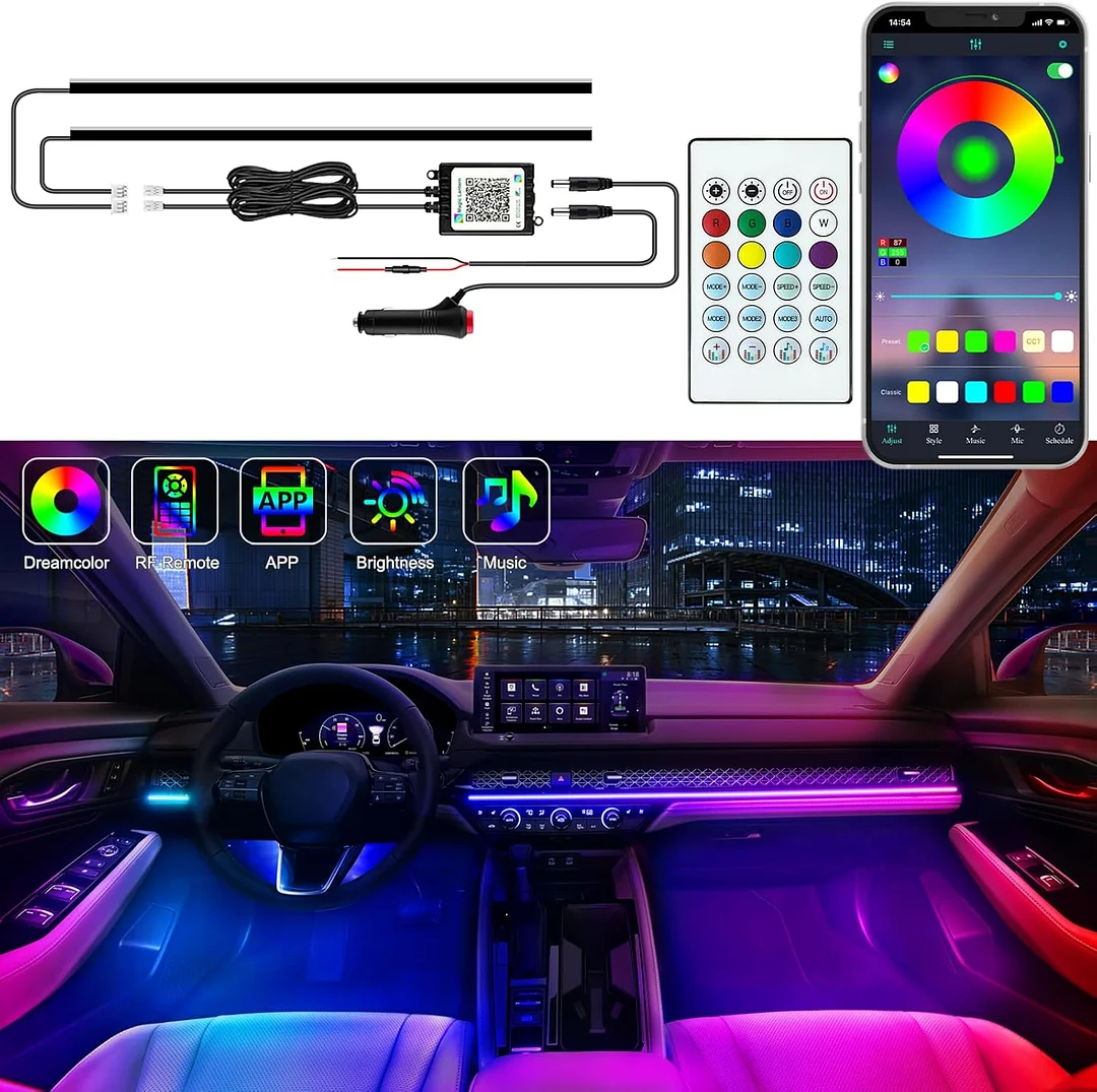 Automotive interior LED light strips