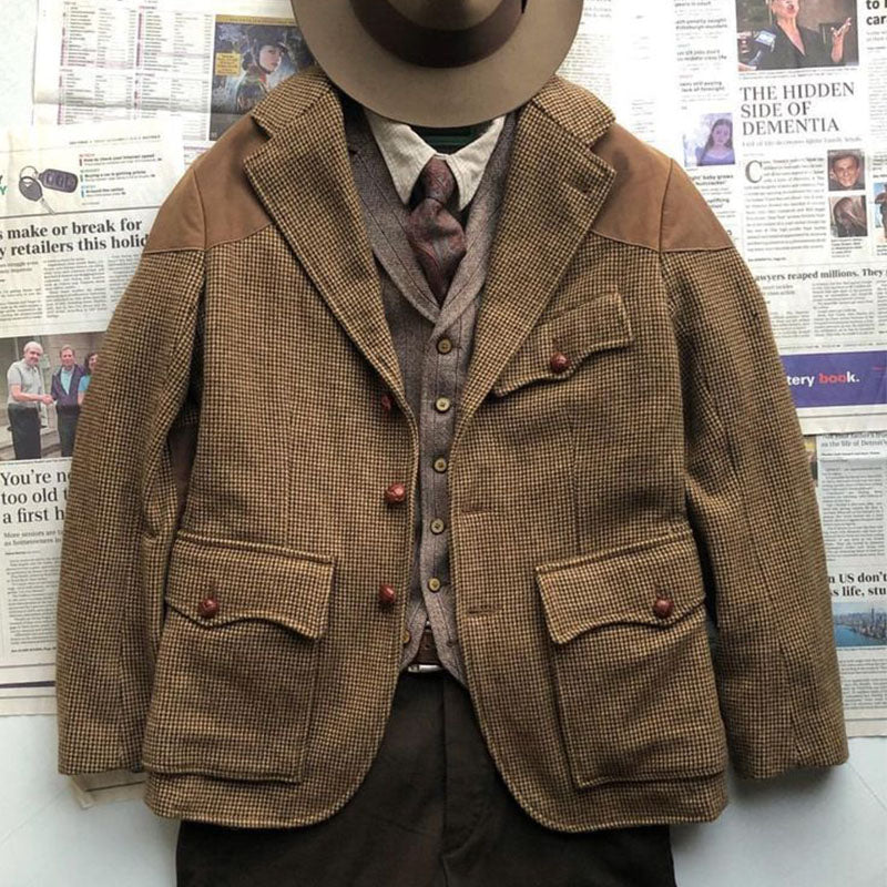 Men's Harris Tweed Suede Patch Jacket