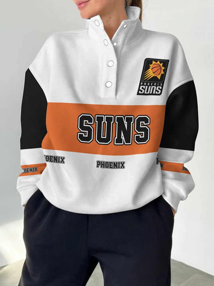 Phoenix Suns 2025 New Design Casual Snap Mockneck Pullover