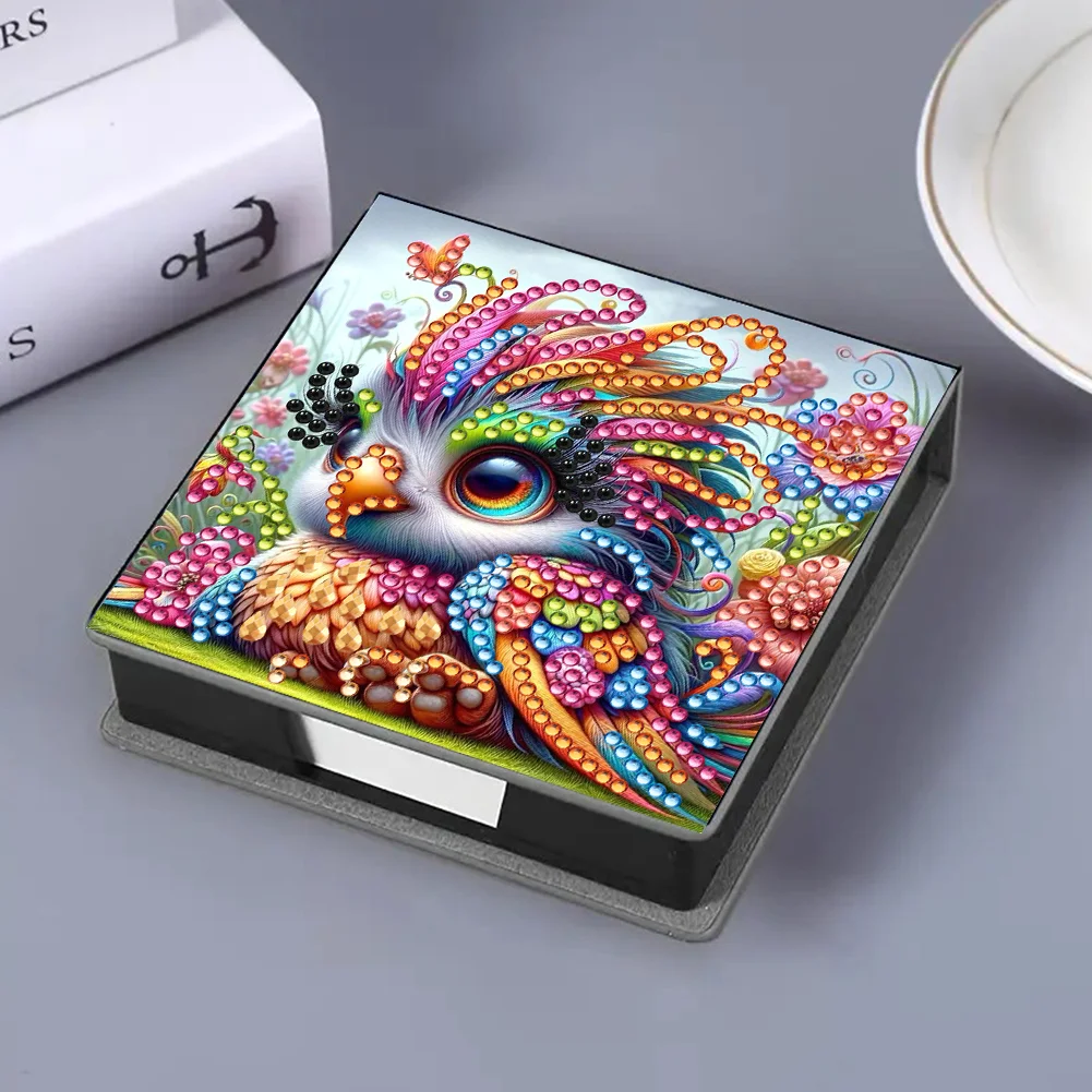 PU Bird Diamond Painting Notecard Box with Papers for DIY Art Craft