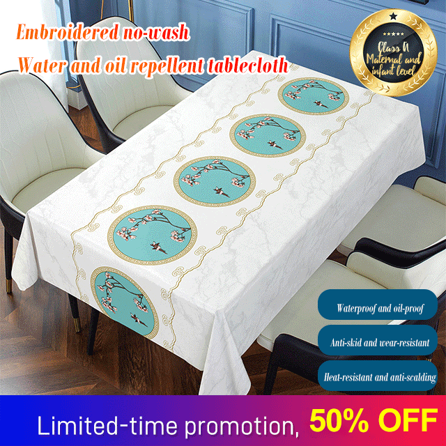 Waterproof and oilproof embroidered tablecloth