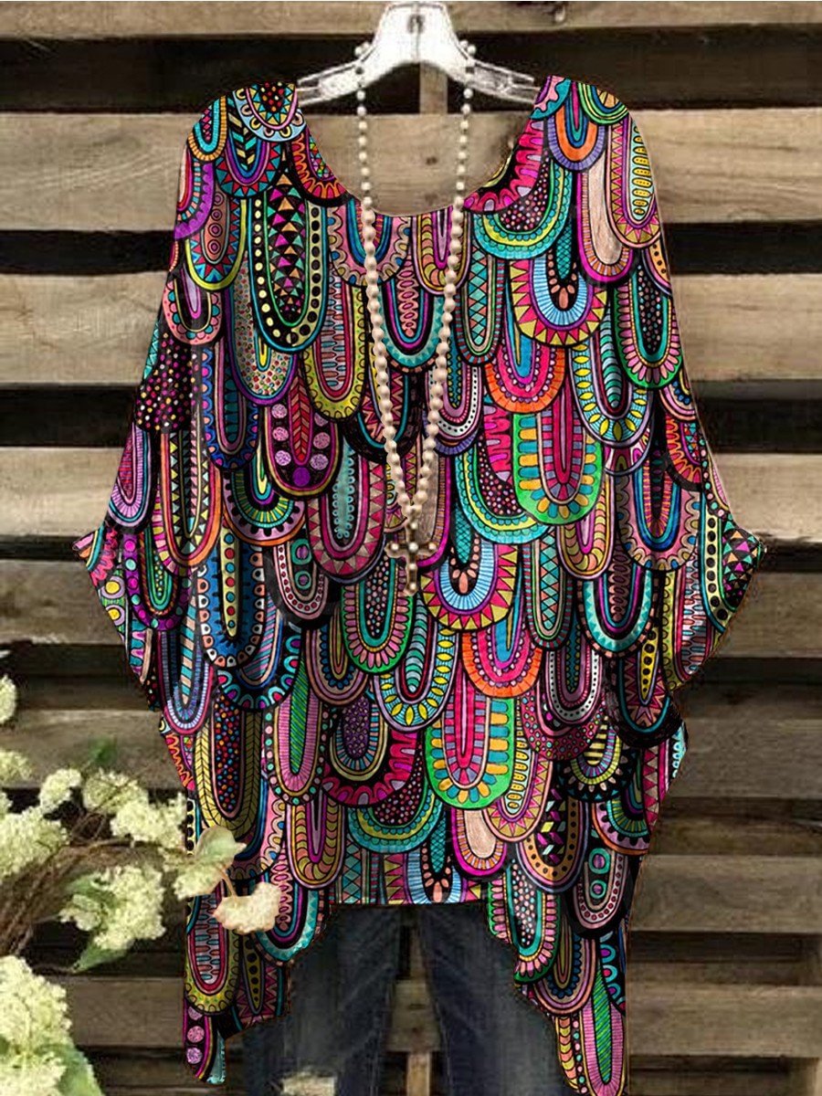 Vintage Unique Pattern Floral Printed Women's Casual Top